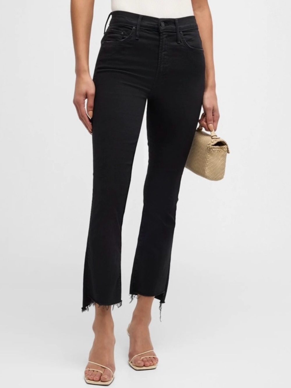 MOTHER The Insider Crop Fray Step Hem Jeans In Night In Paris Size 25